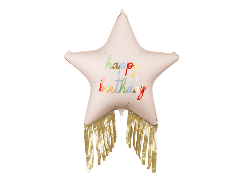 Palloncino a elio Happy Birthday Stella con frange 72 cm