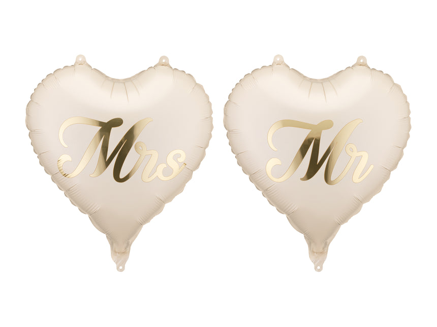 Palloncini in foil cuori MR e MRS, 45 cm, mix
