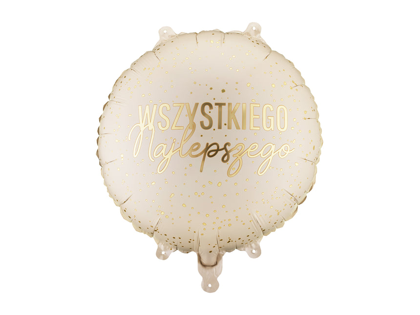 Palloncino in foil rotondo ''Wszystkiego Najlepszego'', 35x35 cm, misto