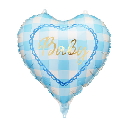 Palloncino in foil cuore Baby, 35 cm, azzurro