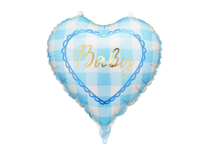 Palloncino in foil cuore Baby, 35 cm, azzurro