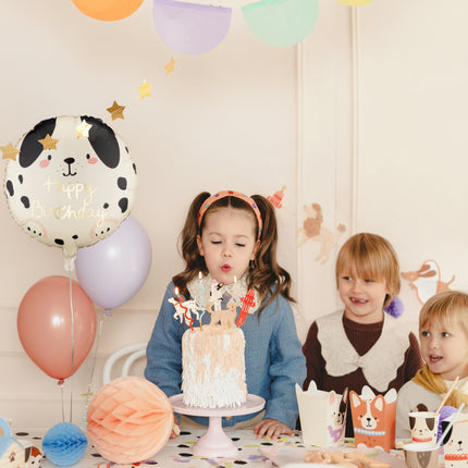 Palloncino in foil tondo Cane Buon Compleanno, 35x35 cm, misto