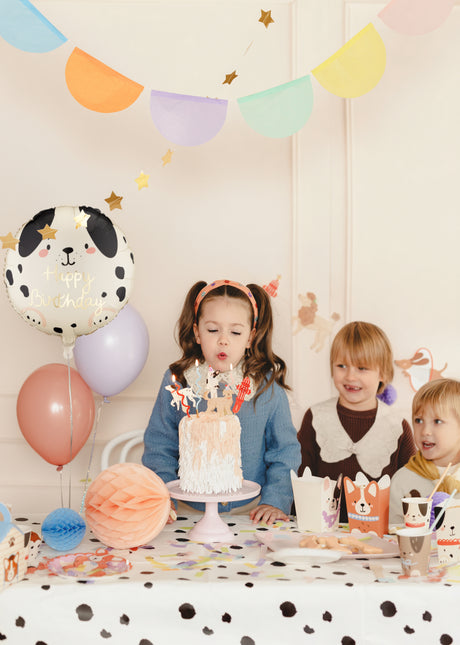 Palloncino in foil tondo Cane Buon Compleanno, 35x35 cm, misto