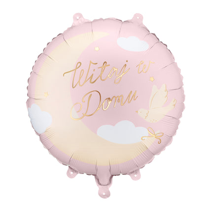 Palloncino in foil "Welcome home", 35 x 35 cm, rosa chiaro