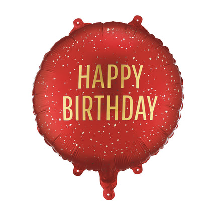 Palloncino in foil rotondo Happy Birthday, 35x35 cm, rosso scuro Vuoto
