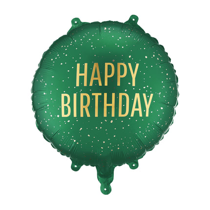 Palloncino in foil rotondo Happy Birthday, 35x35 cm, verde scuro
