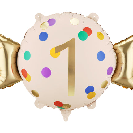 Palloncino in foil Candy 1 anno, 61x37 cm, misto