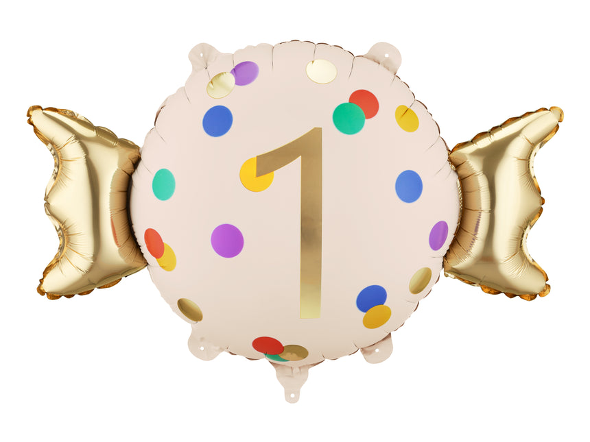 Palloncino in foil Candy 1 anno, 61x37 cm, misto