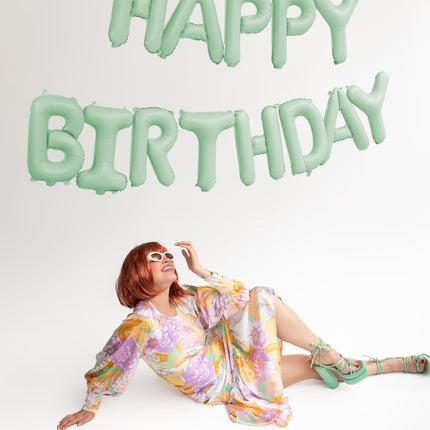 Palloncino Lettera Buon Compleanno Verde Menta 3,4 m