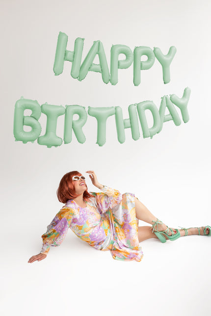 Palloncino Lettera Buon Compleanno Verde Menta 3,4 m
