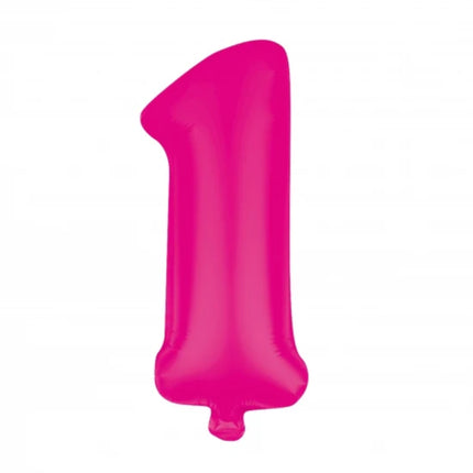 1 palloncino a forma di numero, rosa, sgonfio, 85 cm