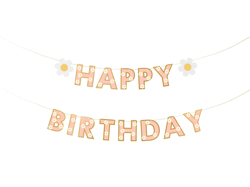 Ghirlanda di lettere di Buon Compleanno Oro Rosa 2m
