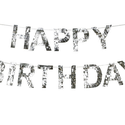 Ghirlanda di lettere Happy Birthday Argento 2,2m