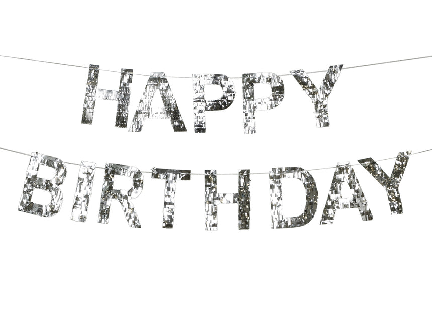 Ghirlanda di lettere Happy Birthday Argento 2,2m