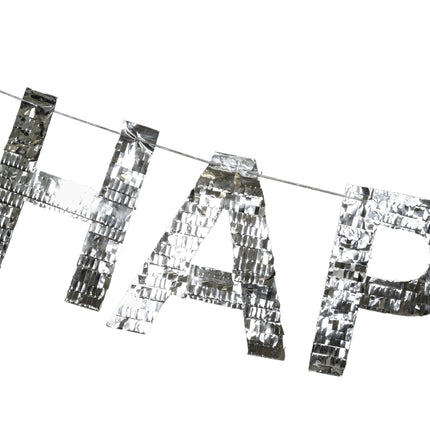 Ghirlanda di lettere Happy Birthday Argento 2,2m