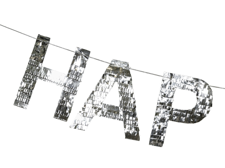 Ghirlanda di lettere Happy Birthday Argento 2,2m