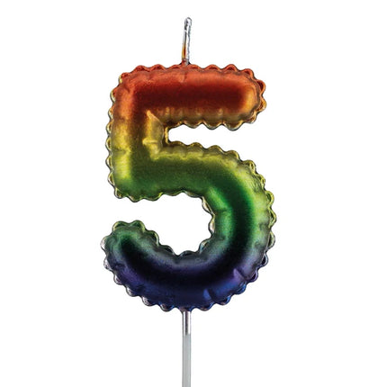 Candela “Arcobaleno” da 5 anni, 7 cm