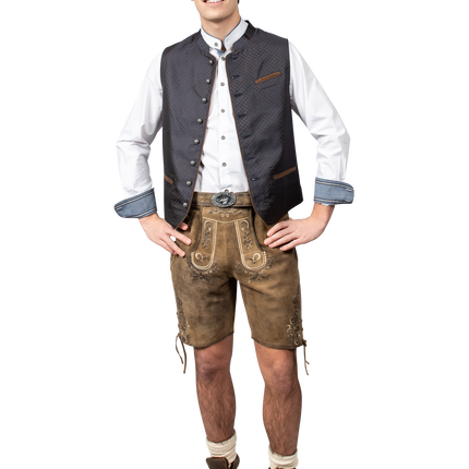 Gilet Oktoberfest blu Trachtenweste Jaquard