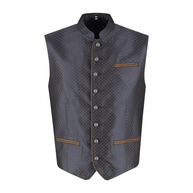 Gilet Oktoberfest blu Trachtenweste Jaquard