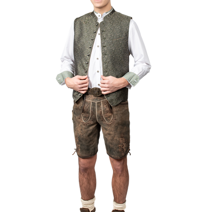 Gilet Oktoberfest verde scuro Trachtenweste Jaquard