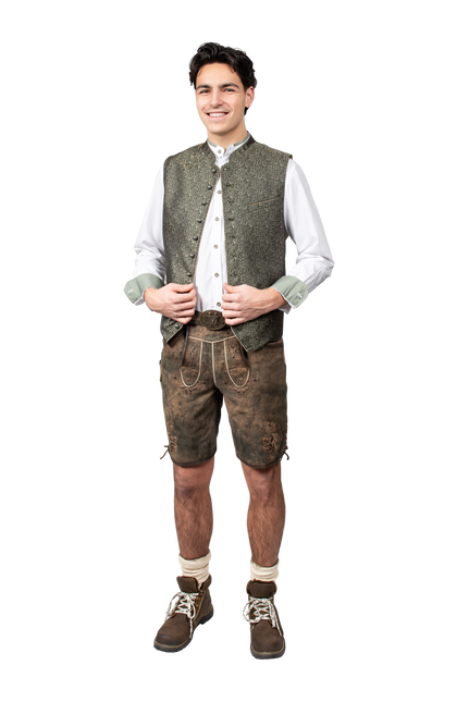 Gilet Oktoberfest verde scuro Trachtenweste Jaquard