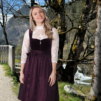 Abito Dirndl rosso bordeaux Oktoberfest 2 pezzi