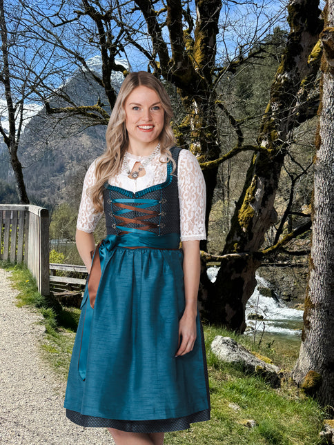 Abito Dirndl Grigio Oktoberfest Donna 2 pezzi