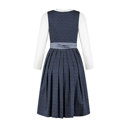 Abito Dirndl blu scuro Oktoberfest donna con tasche 2 pezzi