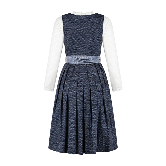 Abito Dirndl blu scuro Oktoberfest donna con tasche 2 pezzi