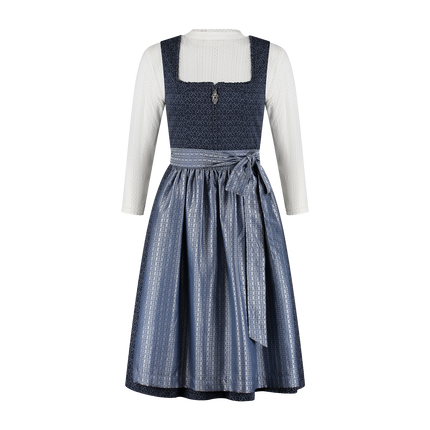 Abito Dirndl blu scuro Oktoberfest donna con tasche 2 pezzi