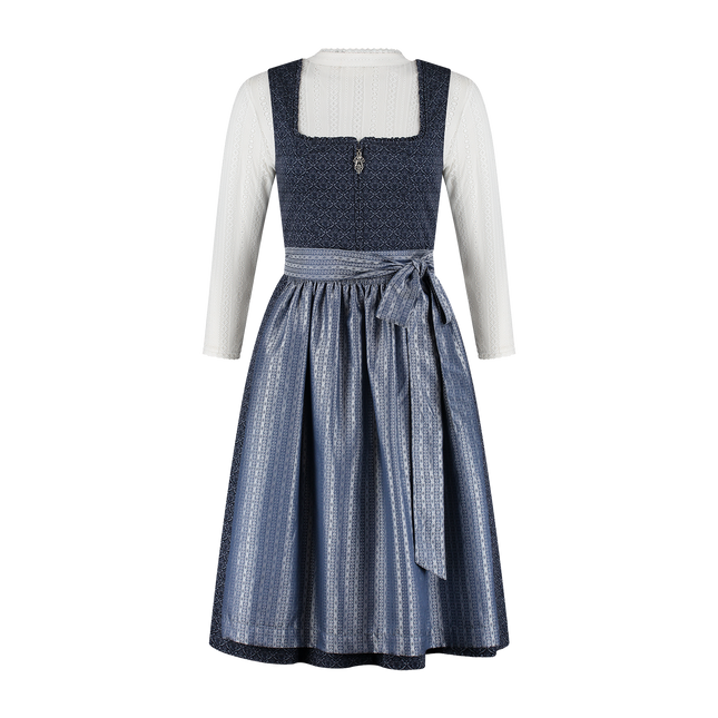 Abito Dirndl blu scuro Oktoberfest donna con tasche 2 pezzi