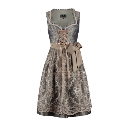 Abito Dirndl marrone Oktoberfest Donna Fiori 2 pezzi