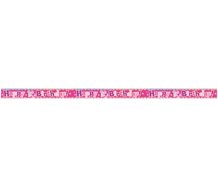 Striscione di Buon 1° Compleanno Rosa, 12 piedi