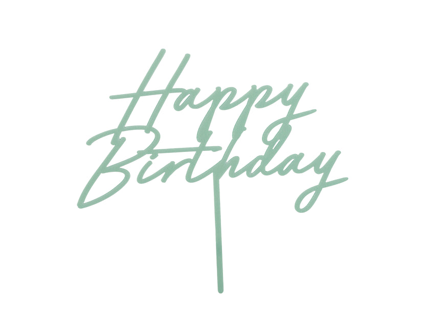 Cake topper Happy Birthday Turchese 16,5 cm