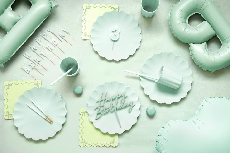 Cake topper Happy Birthday Turchese 16,5 cm
