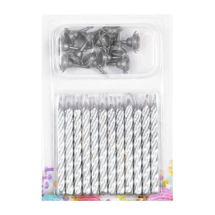Candele argentate 6 cm, 12 pezzi