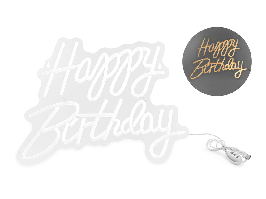 Lettera luminosa di buon compleanno bianca 40 cm
