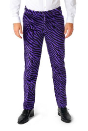 Costume da pimp da uomo, viola, con stampa zebrata, 3 pezzi