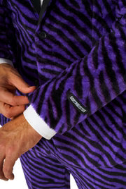 Costume da pimp da uomo, viola, con stampa zebrata, 3 pezzi