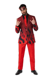 Costume da diavolo da uomo, rosso, 3 pezzi