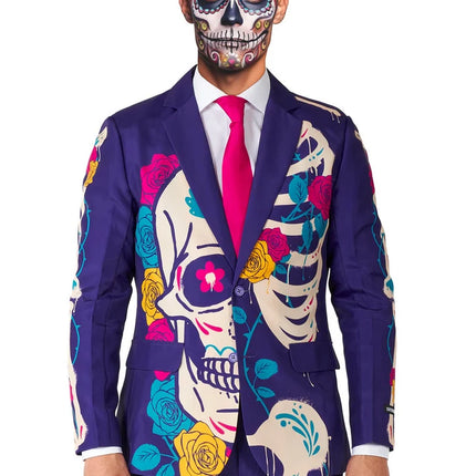Costume Sugar Skull da uomo, viola, 3 pezzi