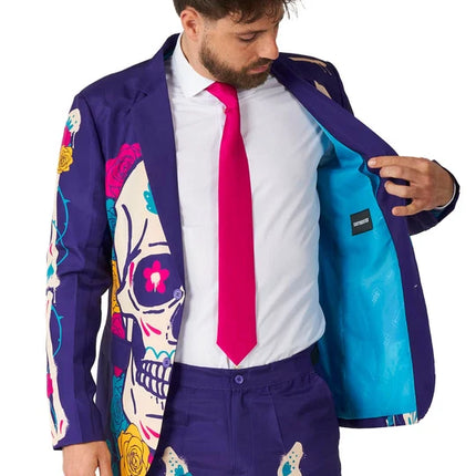 Costume Sugar Skull da uomo, viola, 3 pezzi