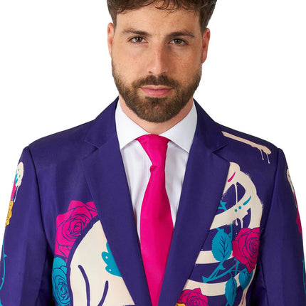 Costume Sugar Skull da uomo, viola, 3 pezzi