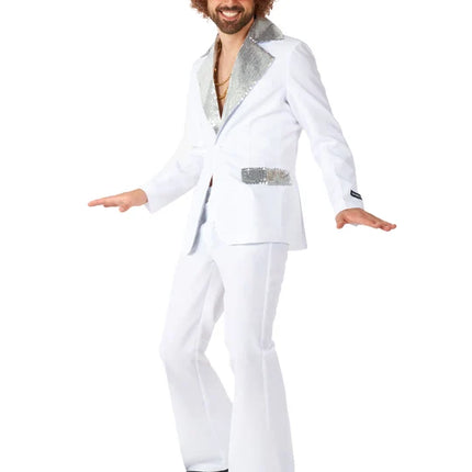 Costume da discoteca da uomo bianco, 2 pezzi