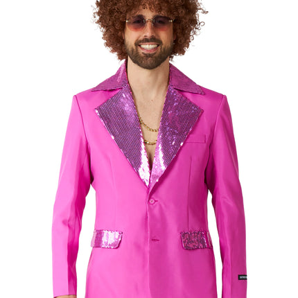 Costume da discoteca da uomo rosa, 2 pezzi
