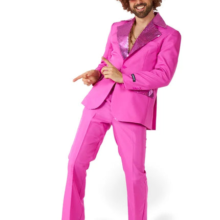 Costume da discoteca da uomo rosa, 2 pezzi