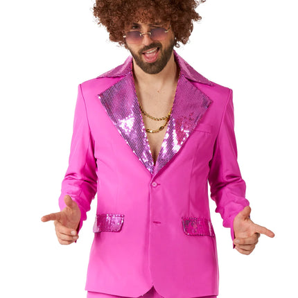 Costume da discoteca da uomo rosa, 2 pezzi