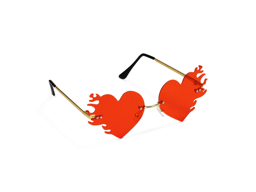 Occhiali cuore fiamme 14,5 cm