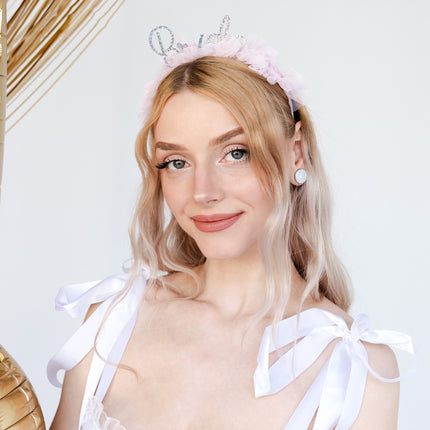 Cerchietto per capelli sposa rosa argento