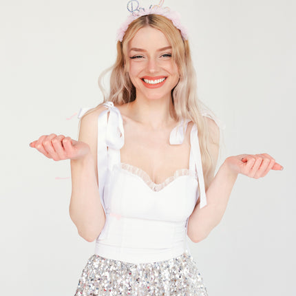 Cerchietto per capelli sposa rosa argento